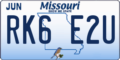 MO license plate RK6E2U
