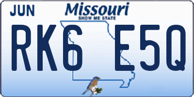MO license plate RK6E5Q
