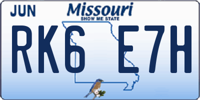 MO license plate RK6E7H