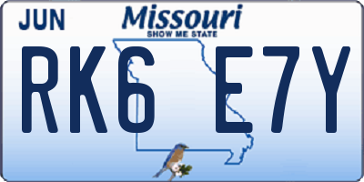 MO license plate RK6E7Y