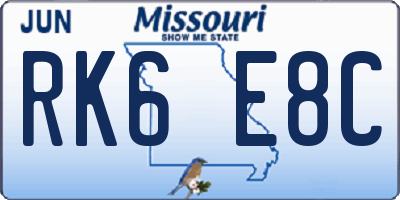 MO license plate RK6E8C