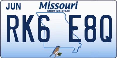 MO license plate RK6E8Q