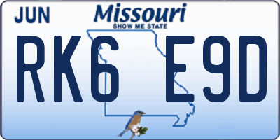 MO license plate RK6E9D