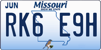 MO license plate RK6E9H