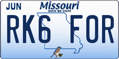 MO license plate RK6F0R