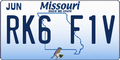MO license plate RK6F1V