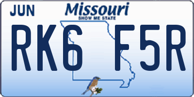 MO license plate RK6F5R