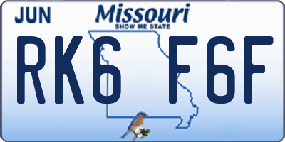 MO license plate RK6F6F