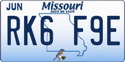 MO license plate RK6F9E