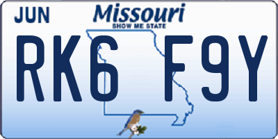 MO license plate RK6F9Y