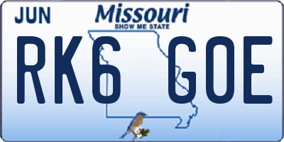 MO license plate RK6G0E