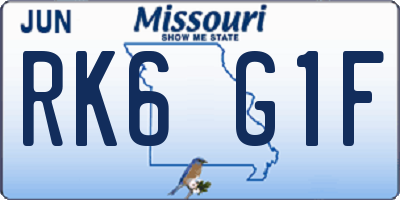 MO license plate RK6G1F