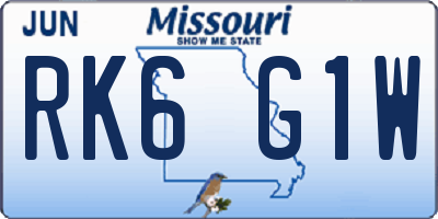 MO license plate RK6G1W