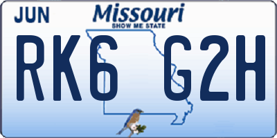 MO license plate RK6G2H