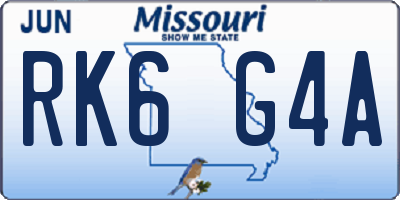 MO license plate RK6G4A