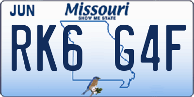 MO license plate RK6G4F