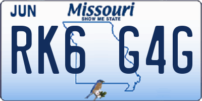 MO license plate RK6G4G
