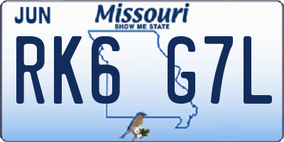 MO license plate RK6G7L
