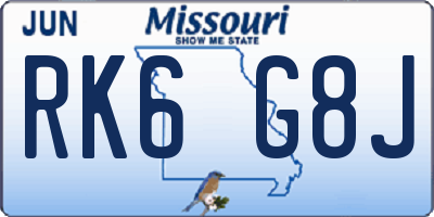 MO license plate RK6G8J