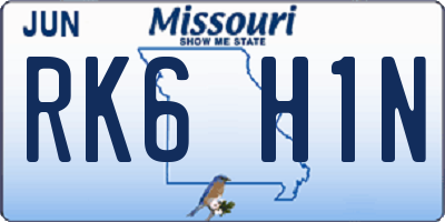 MO license plate RK6H1N