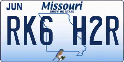 MO license plate RK6H2R