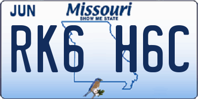 MO license plate RK6H6C