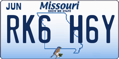 MO license plate RK6H6Y