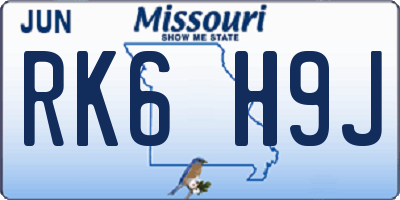 MO license plate RK6H9J
