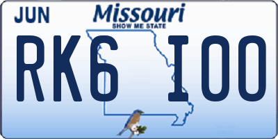 MO license plate RK6I0O