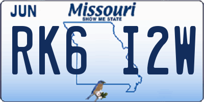 MO license plate RK6I2W