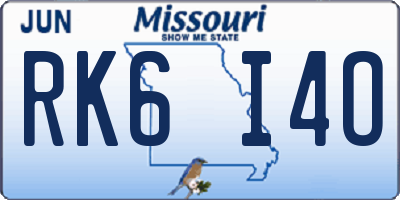MO license plate RK6I4O