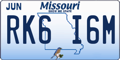 MO license plate RK6I6M