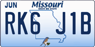 MO license plate RK6J1B