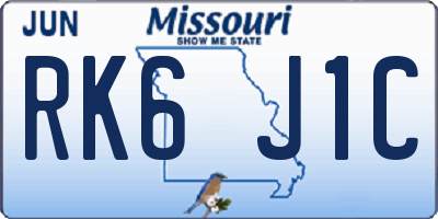 MO license plate RK6J1C