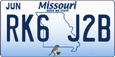 MO license plate RK6J2B