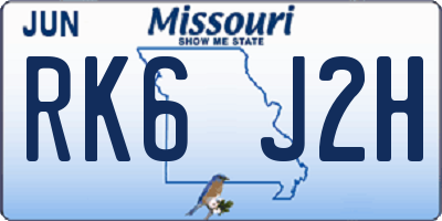 MO license plate RK6J2H