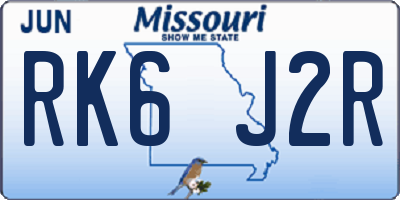 MO license plate RK6J2R