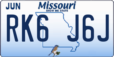 MO license plate RK6J6J