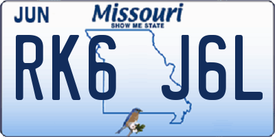 MO license plate RK6J6L