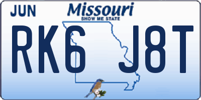 MO license plate RK6J8T