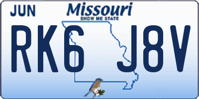 MO license plate RK6J8V