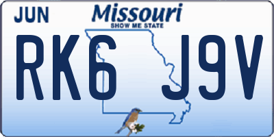 MO license plate RK6J9V