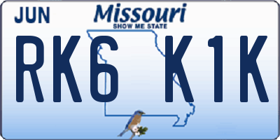 MO license plate RK6K1K