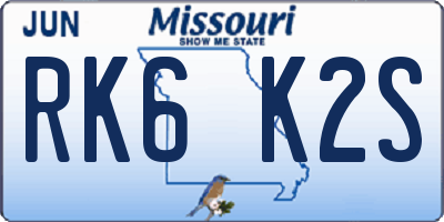 MO license plate RK6K2S