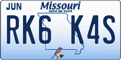 MO license plate RK6K4S