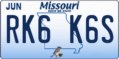 MO license plate RK6K6S