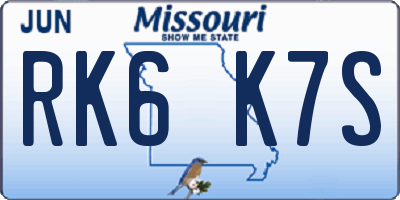 MO license plate RK6K7S