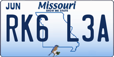 MO license plate RK6L3A