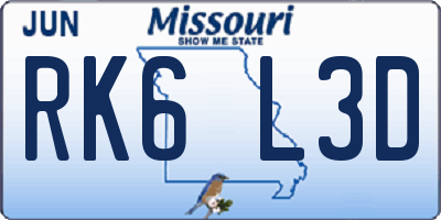 MO license plate RK6L3D