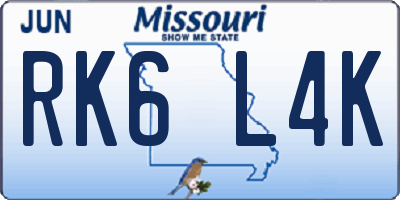 MO license plate RK6L4K